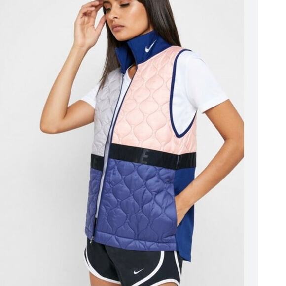 Nike Aerolayer Gilet Blue Pink Full Zip Vest Plus Size XXL - Picture 1 of 10